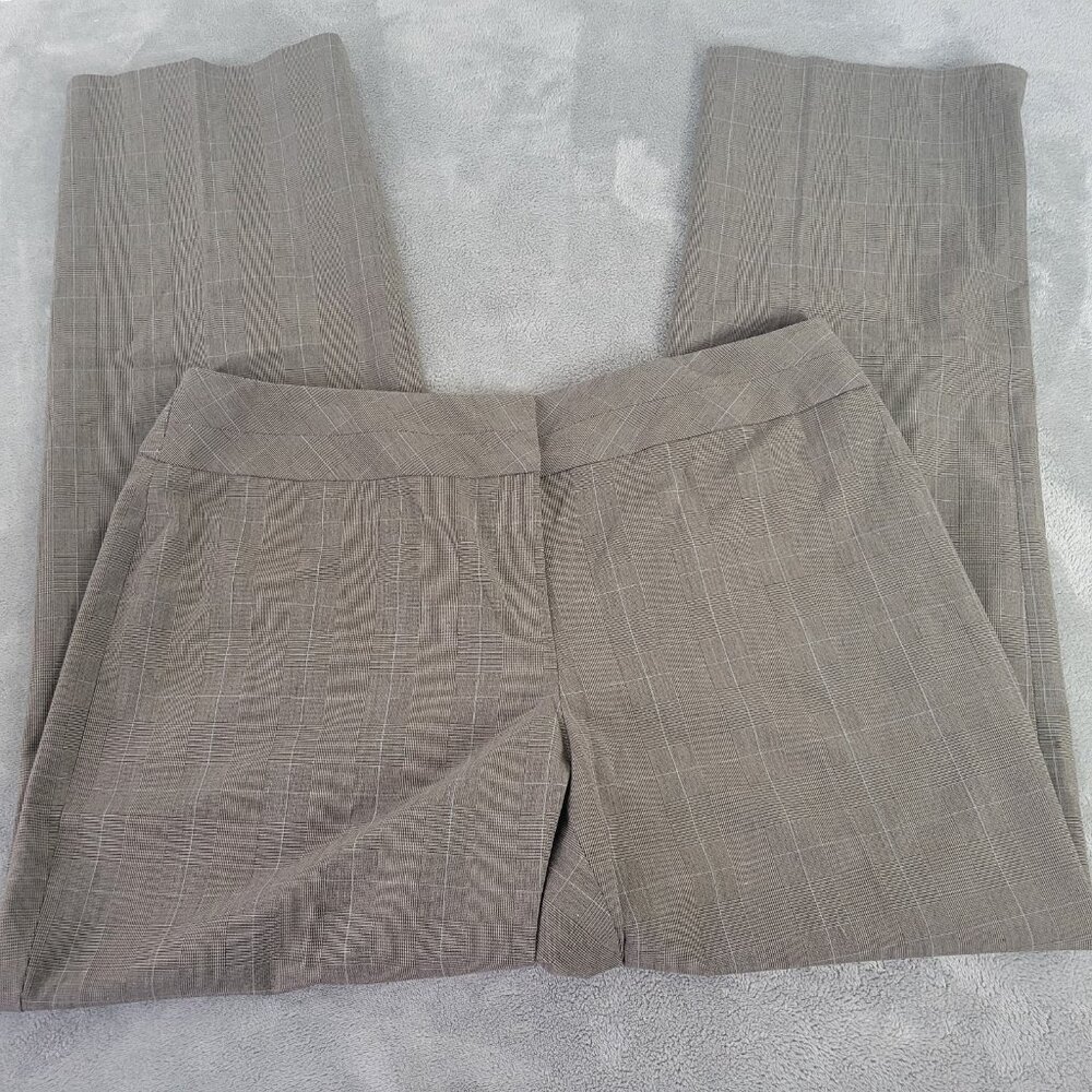 Style Co Womens Pants 18 Plus Straight Leg Brown Plaid Zip Fly Office PLA29XE